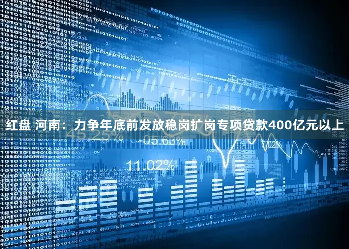 红盘 河南：力争年底前发放稳岗扩岗专项贷款400亿元以上